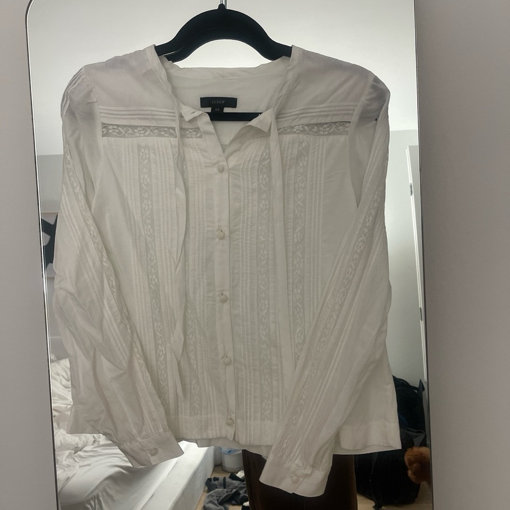 J. Crew white blouse with beautiful lace detailing
